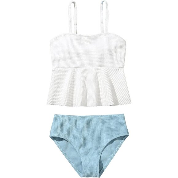 Girl's Cute 2 Piece Bikini Set High Waisted Swimsuit Bathing Suit Beachwear - Picture 1 of 6